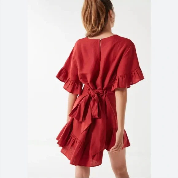 Urban Outfitters Ruffle Mini Dress | Red Dress | Size Medium - Picture 9 of 9